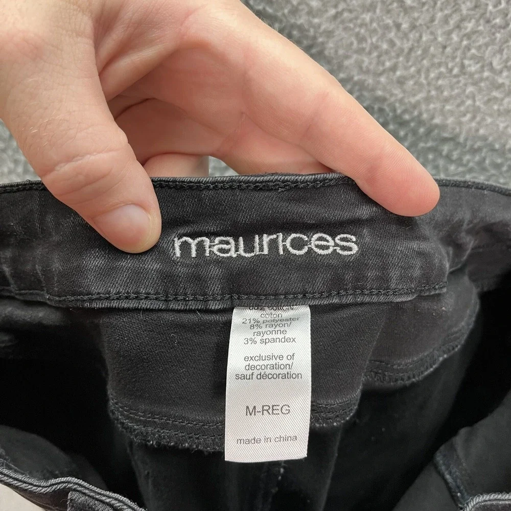 Maurices Jeans Womens Medium Black Denim Low‎ Rise Slim Stretch Preppy Casual